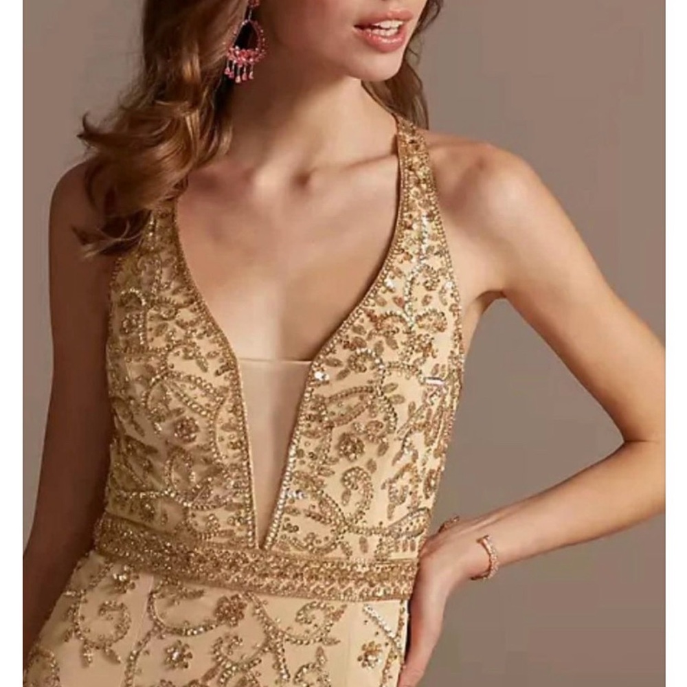 Champagne Embellished Prom Dress